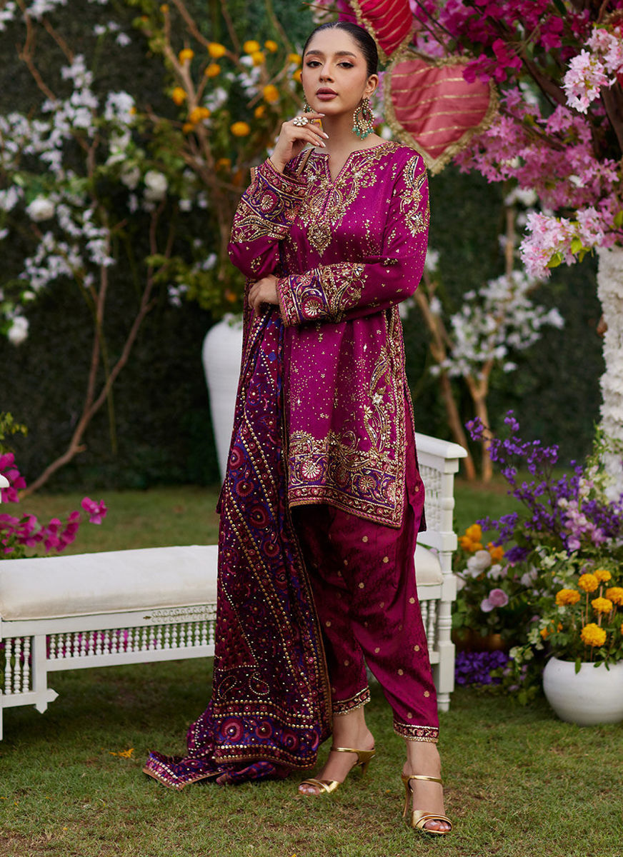 Nura Magenta Shirt And Dupatta