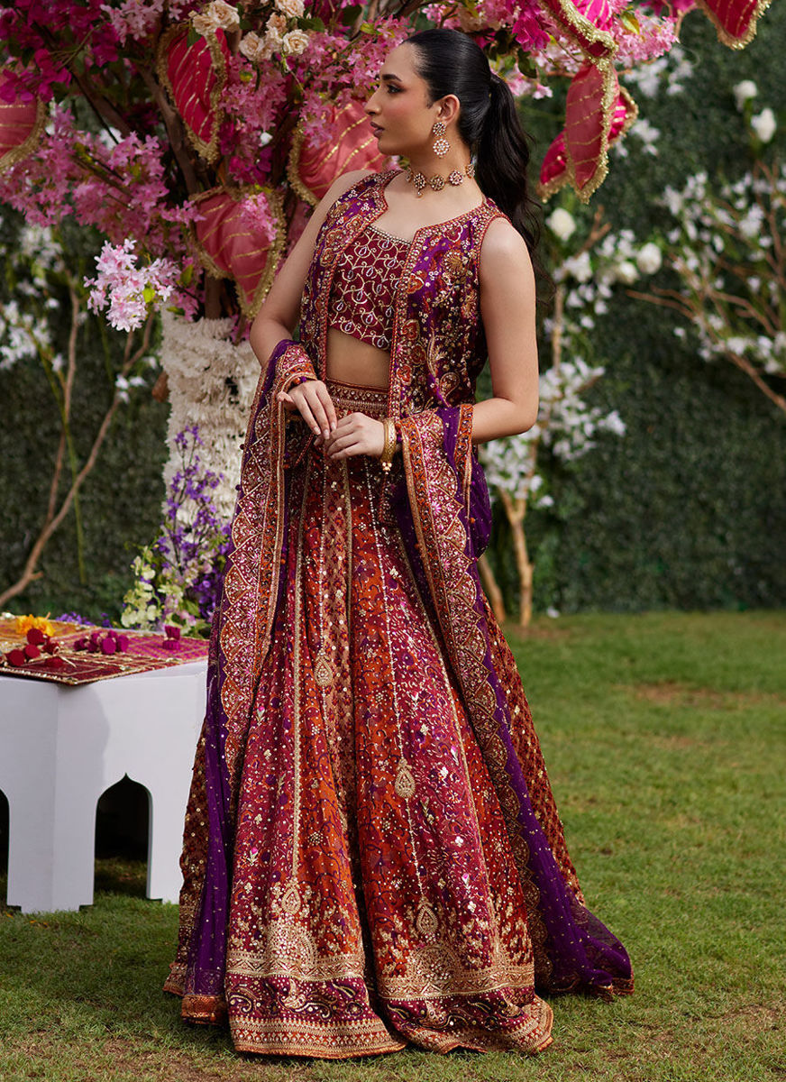 Leena Block Printed Lehnga And Jacket