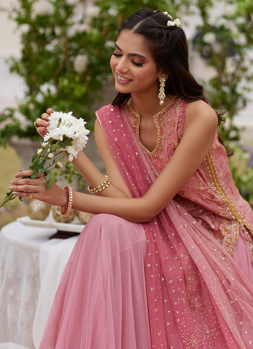 Roselin Pink Short Shirt And Dhaka