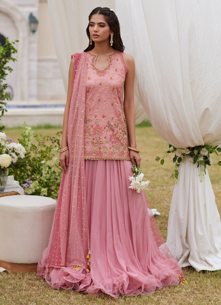 Roselin Pink Short Shirt And Dhaka