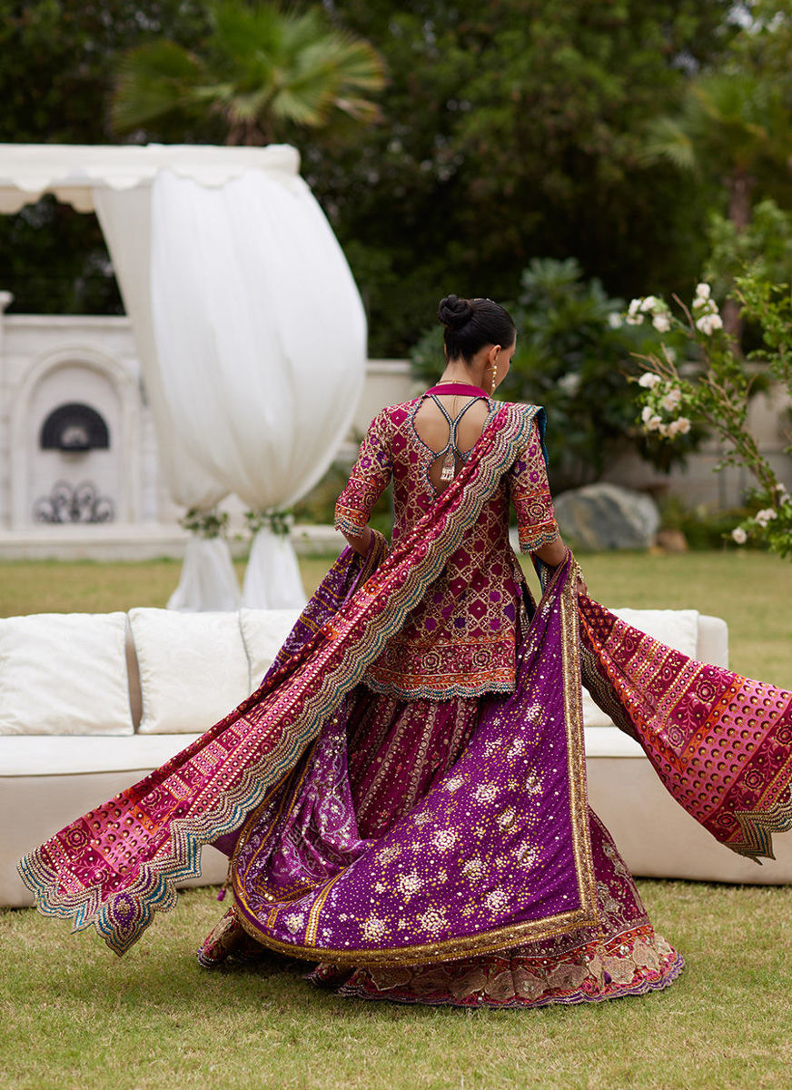 Seraya Magenta Short Shirt And Lehnga