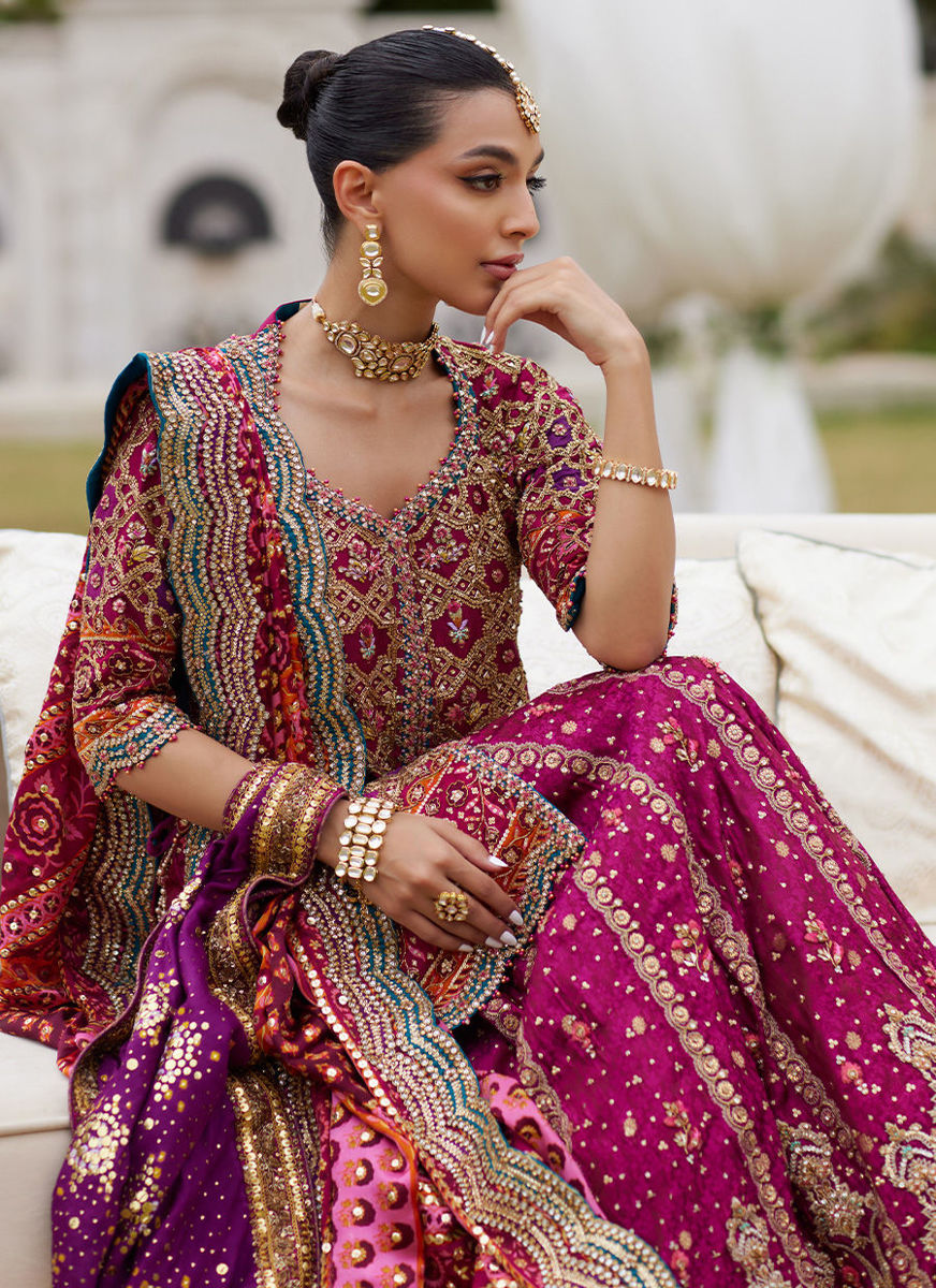 Seraya Magenta Short Shirt And Lehnga