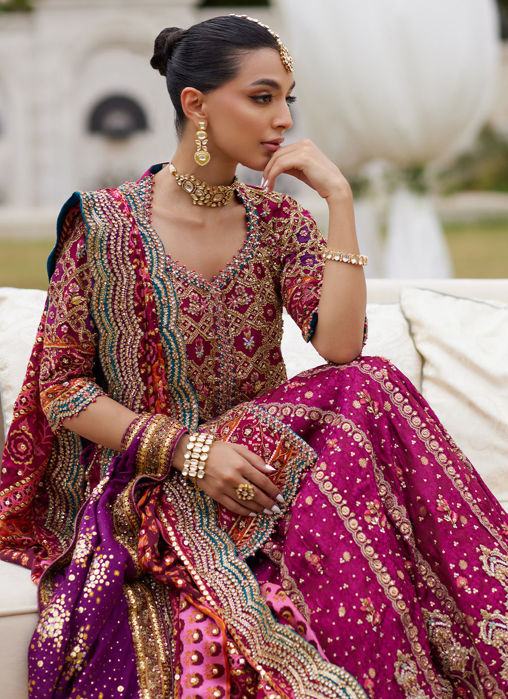 Seraya Magenta Short Shirt And Lehnga
