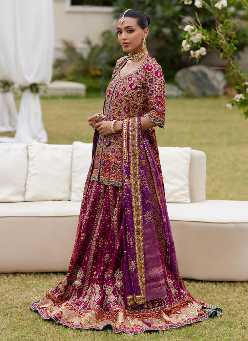 Seraya Magenta Short Shirt And Lehnga