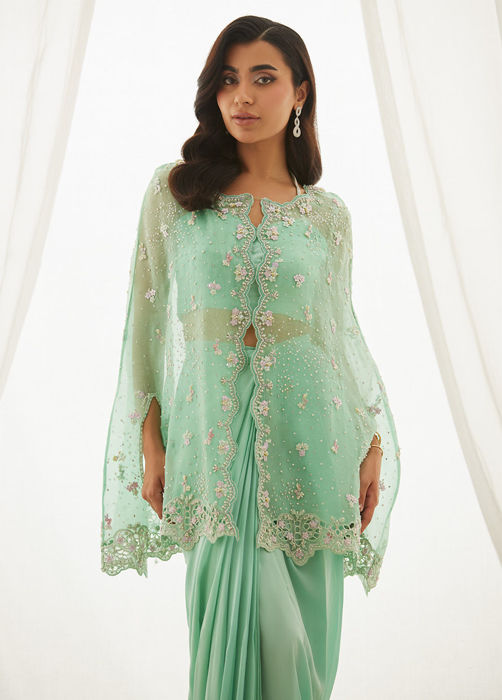 Calaya Aqua Cape, Bustier And Skirt