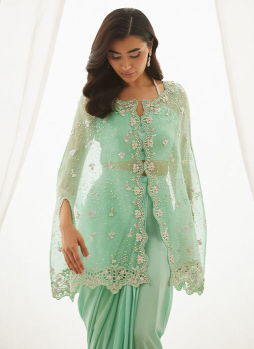 Calaya Aqua Cape, Bustier And Skirt