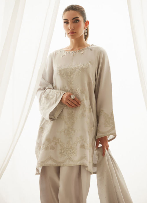 Ziva Silver Shirt And Dupatta