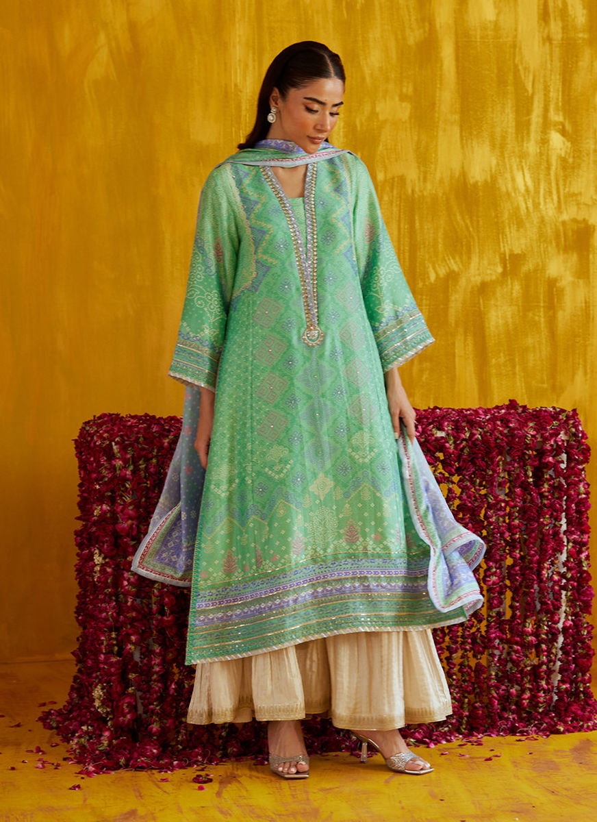 Arina Aqua Shirt And Dupatta