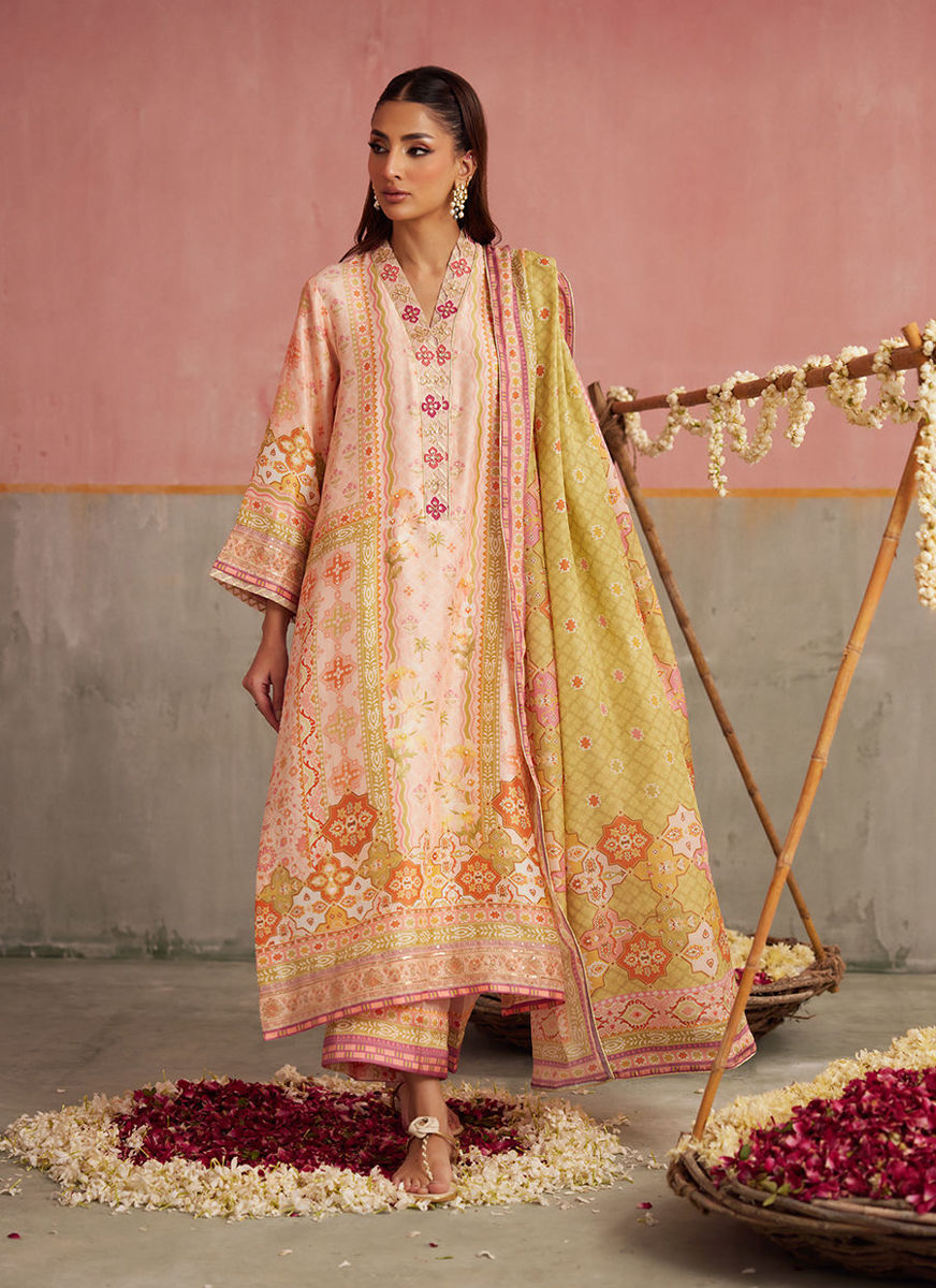 Eda Apricot Shirt And Dupatta