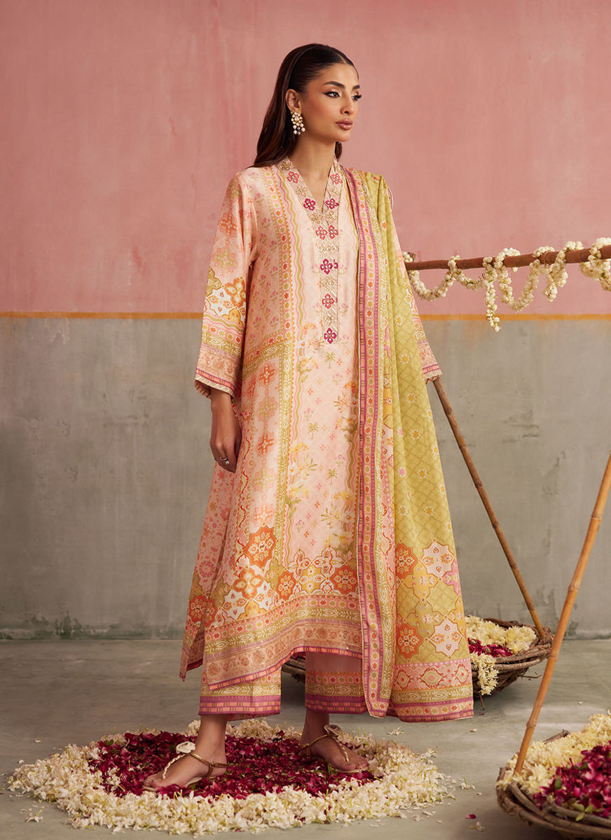 Eda Apricot Shirt And Dupatta