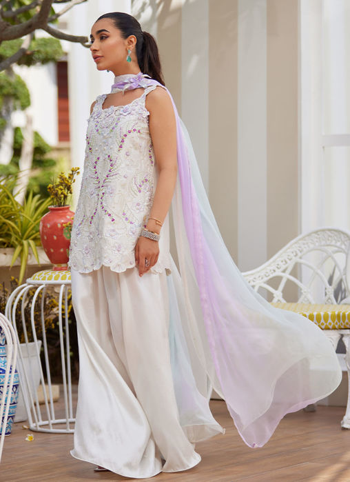 Amora Ivory Shirt, Pants And Dupatta