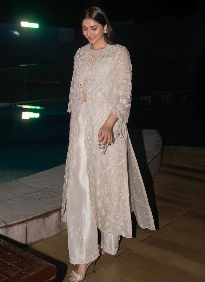 Durefishan Saleem in Ivory Organza Jacket