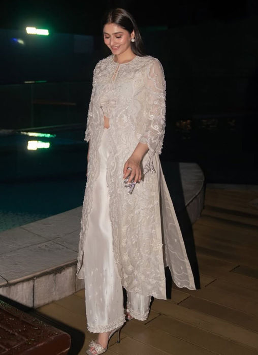 Durefishan Saleem in Ivory Organza Jacket
