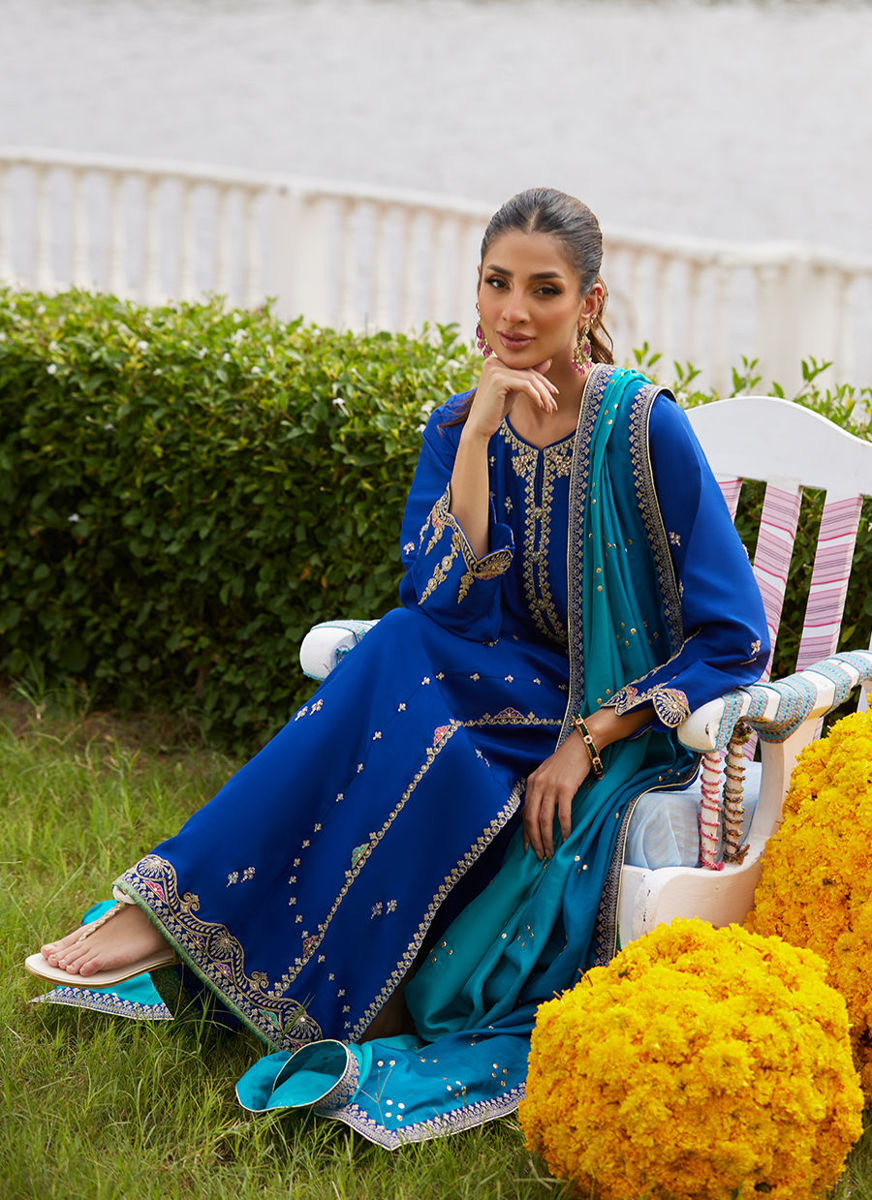 Opal Blue Shirt And Dupatta