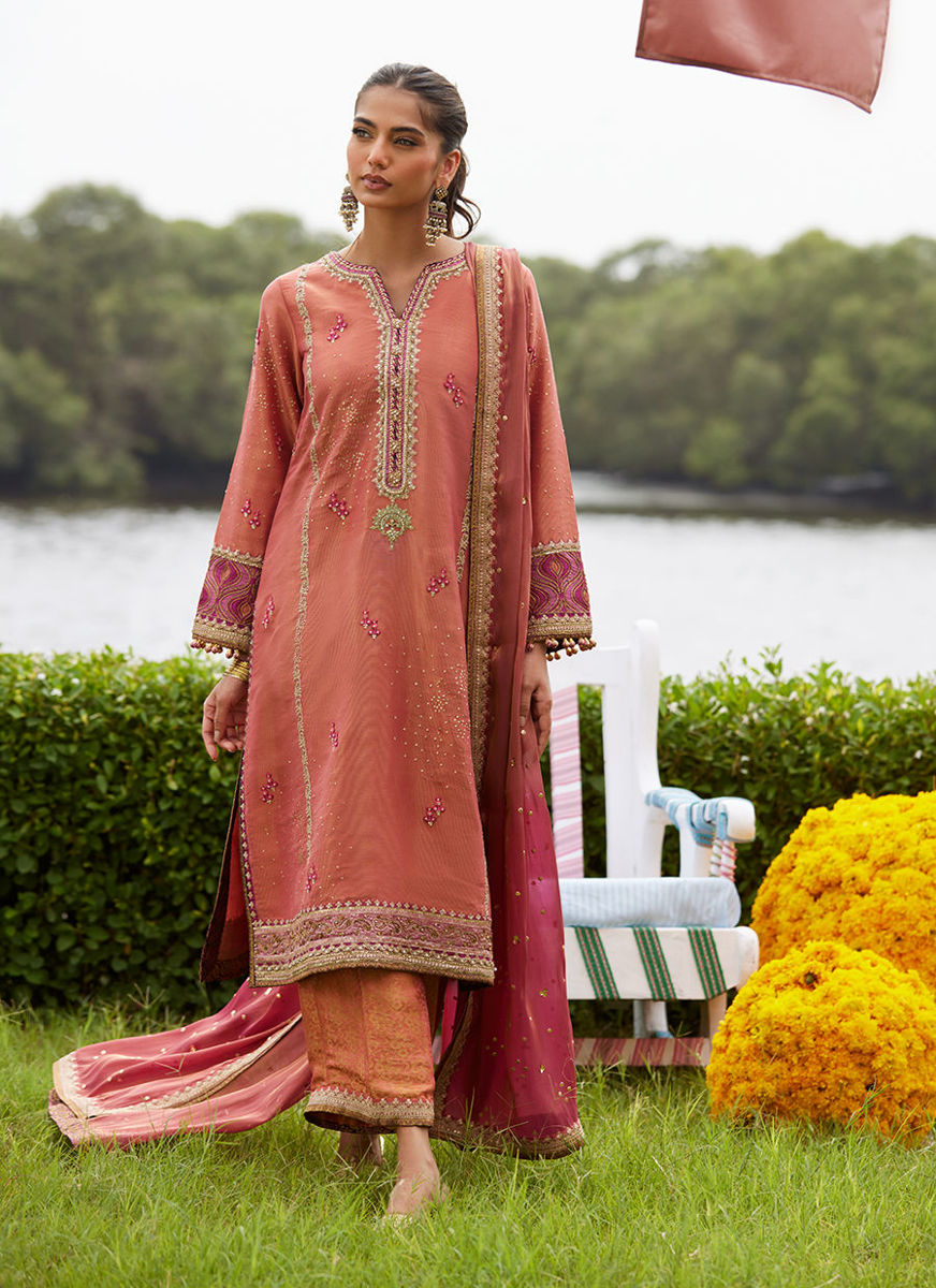 Rivaaz Coral Shirt And Dupatta