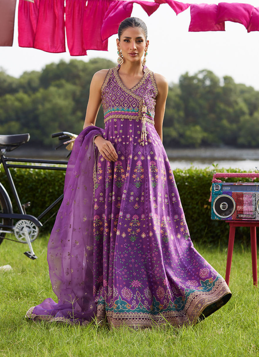 Aurora Aubergine Kalidaar And Dupatta