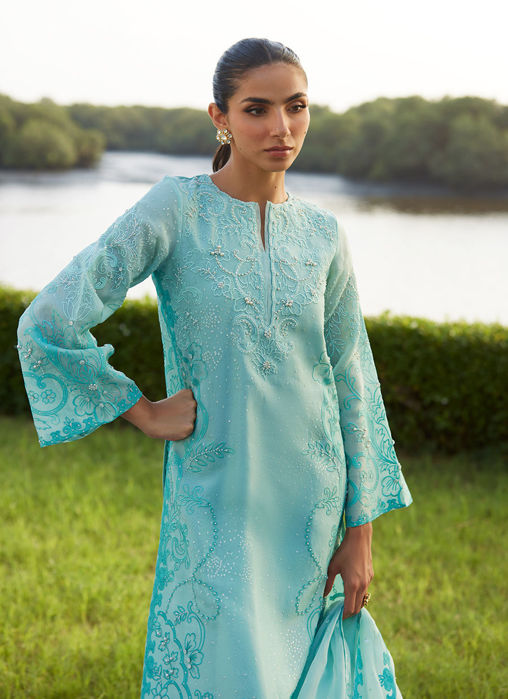 Wari Aqua Kurta And Dupatta