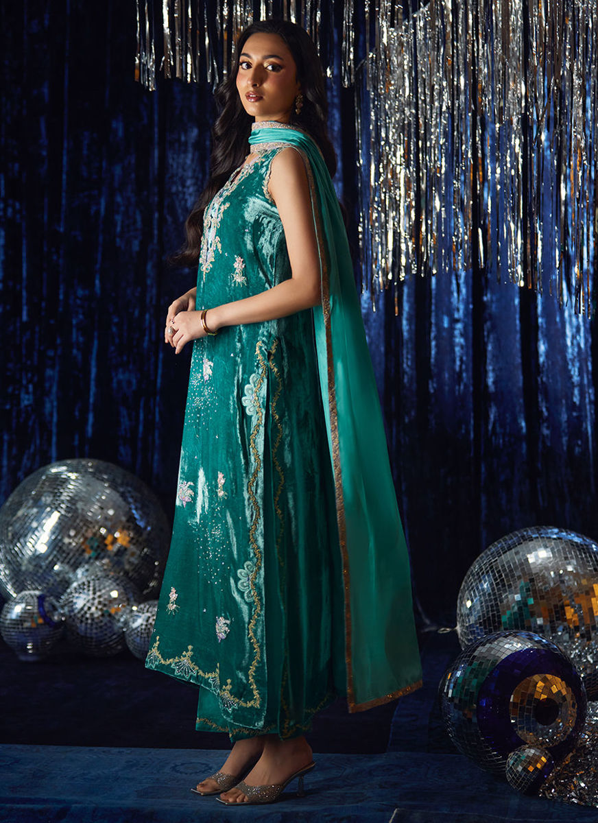 Ansy Aqua Shirt And Dupatta