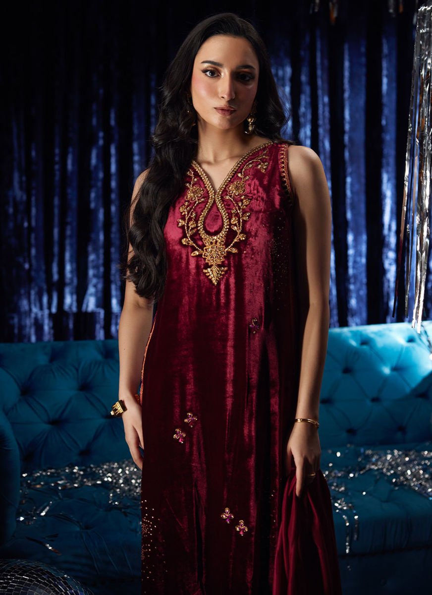 Arden Garnet Shirt And Dupatta