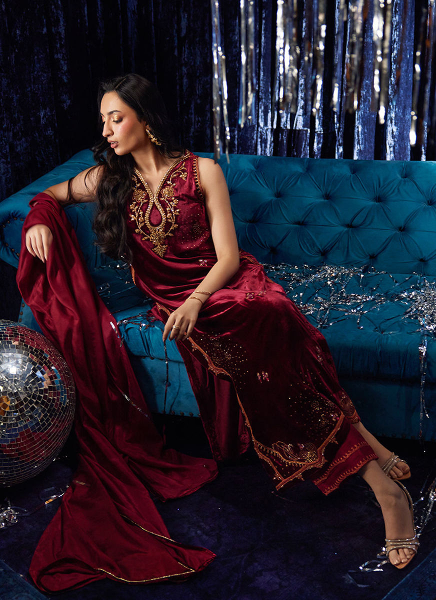 Arden Garnet Shirt And Dupatta