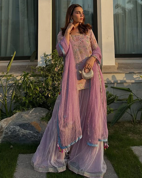 Ezlyn French Blue Short Shirt And Dhaka