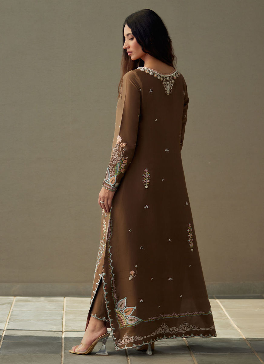 Enia Espresso Silk Kaftan