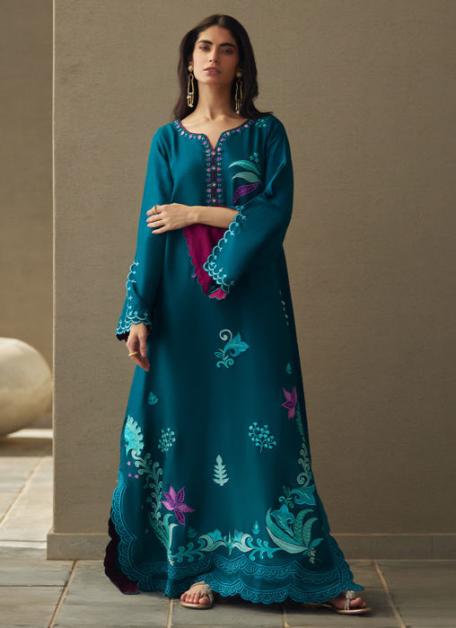 Picture of Azurea Teal Silk Kaftan