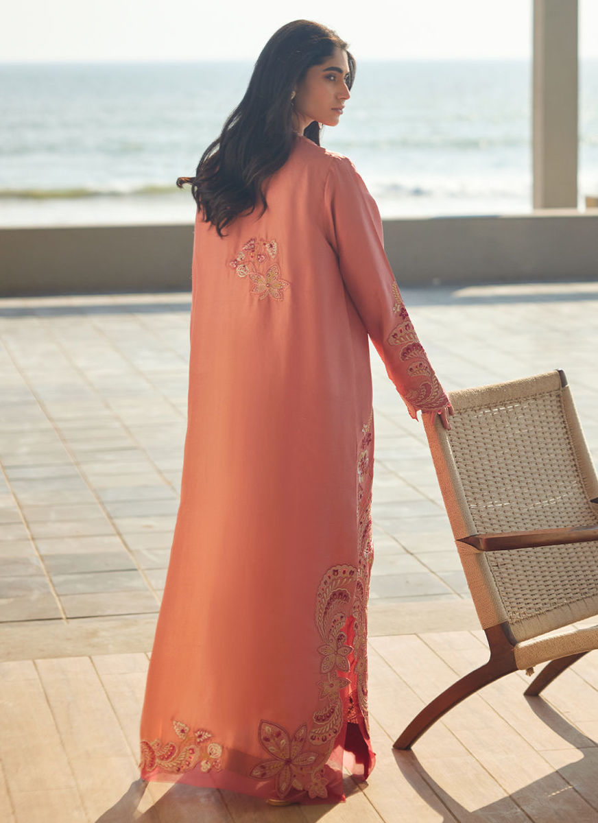 Nami Coral Silk Kaftan