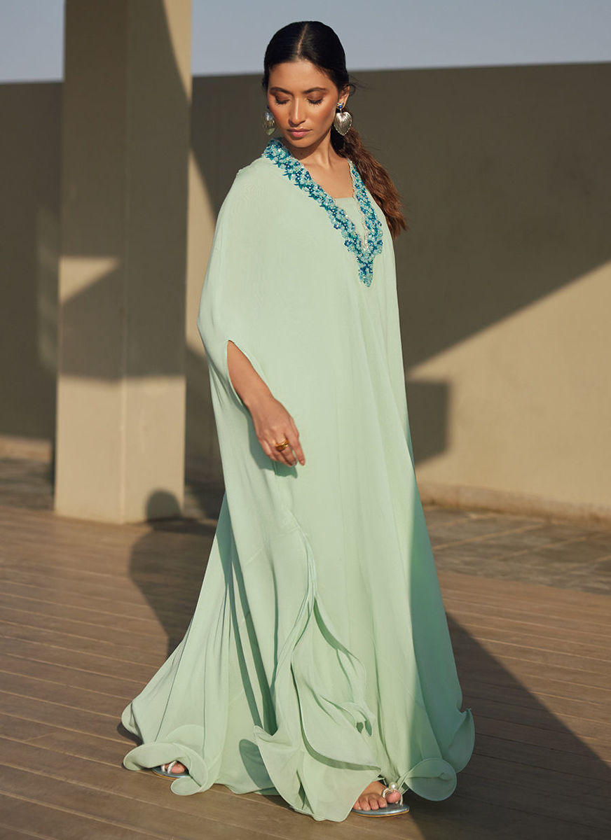 Nika Iceblue Chiffon Kaftan