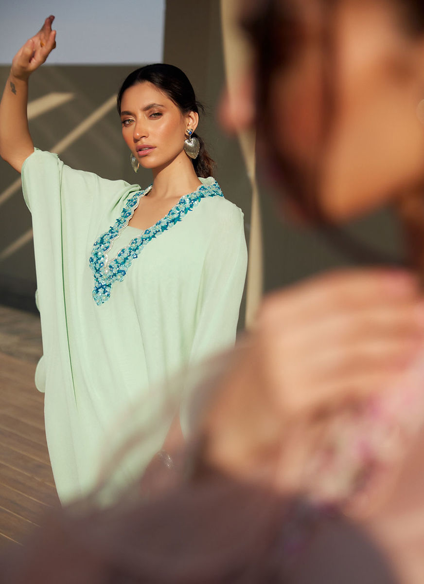 Nika Iceblue Chiffon Kaftan