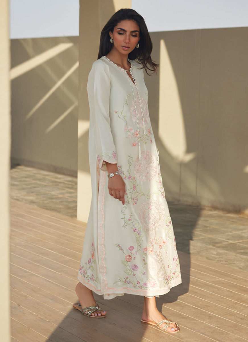 Coraline Ivory Silk Kaftan