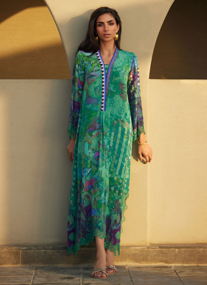 Ariel Emerald Crepe Kaftan