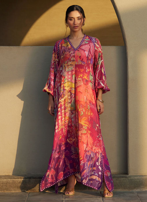 Mischa Magenta Crepe Kaftan