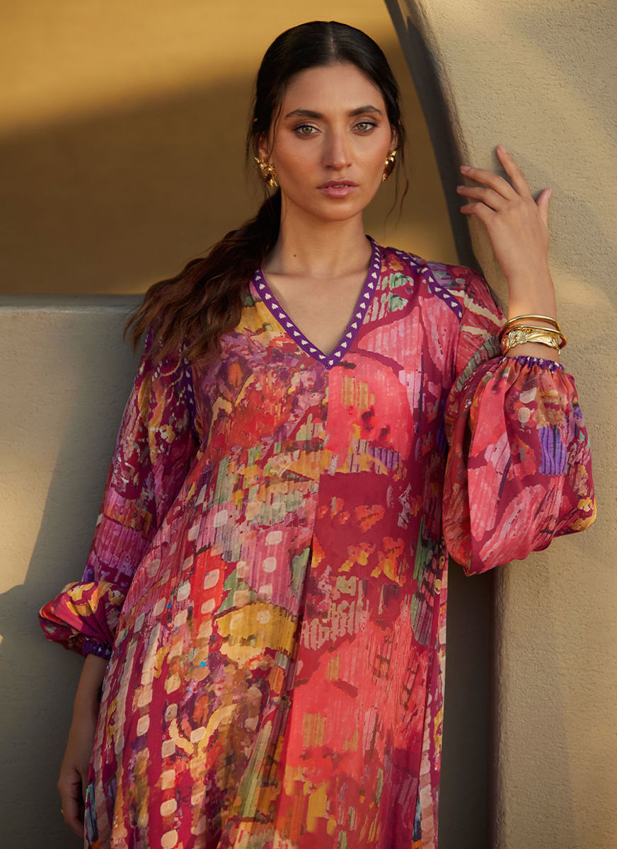 Mischa Magenta Crepe Kaftan