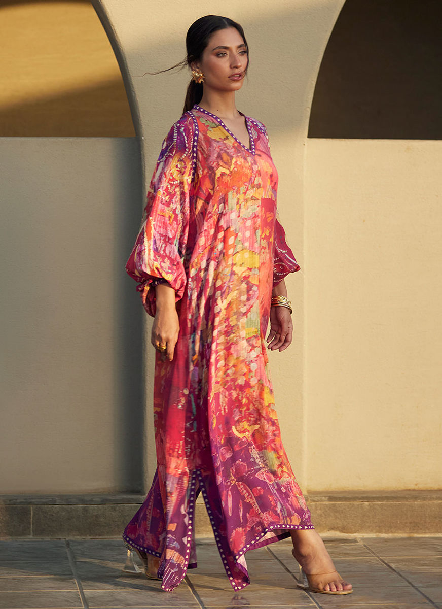 Mischa Magenta Crepe Kaftan