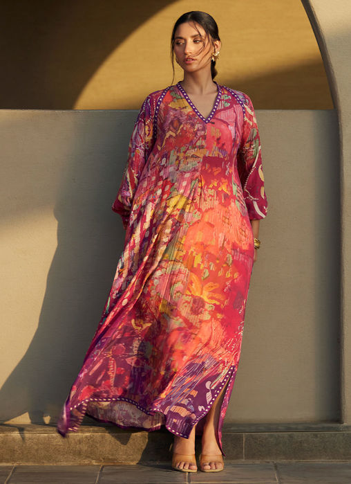 Mischa Magenta Crepe Kaftan