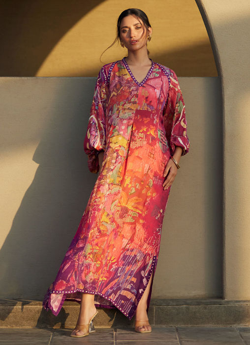 Mischa Magenta Crepe Kaftan