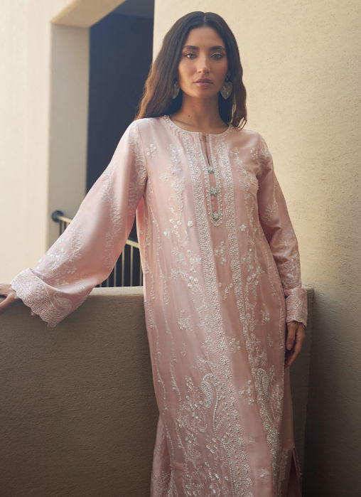 Nami Pale Pink Silk Kaftan