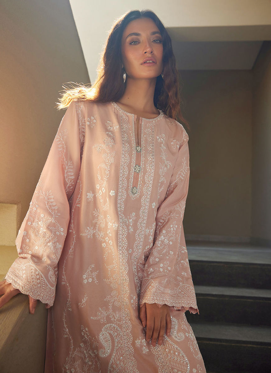 Nami Pale Pink Silk Kaftan
