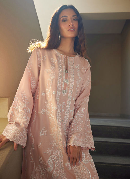 Nami Pale Pink Silk Kaftan