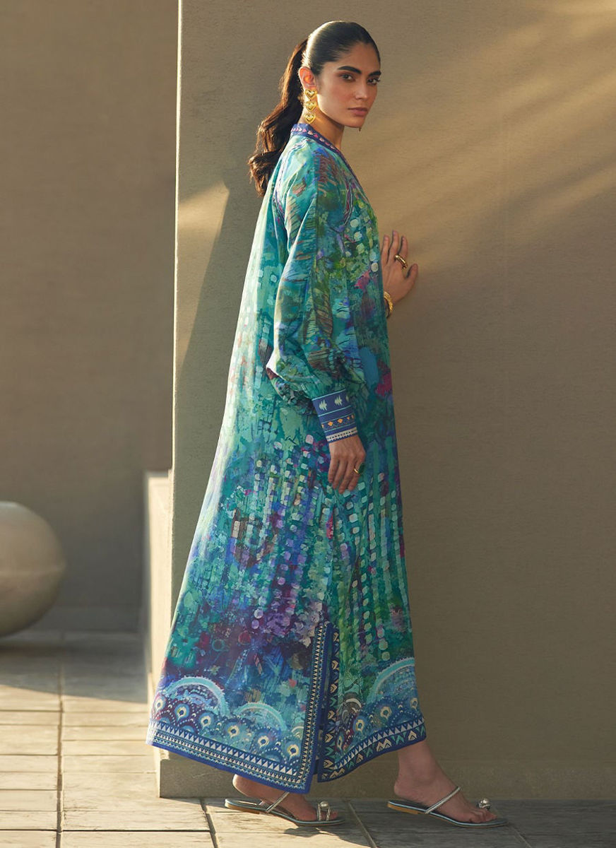 Tulum Blue Crepe Kaftan