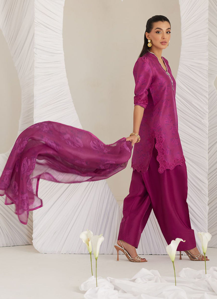 Sev Magenta (Shirt, Pants and Dupatta)