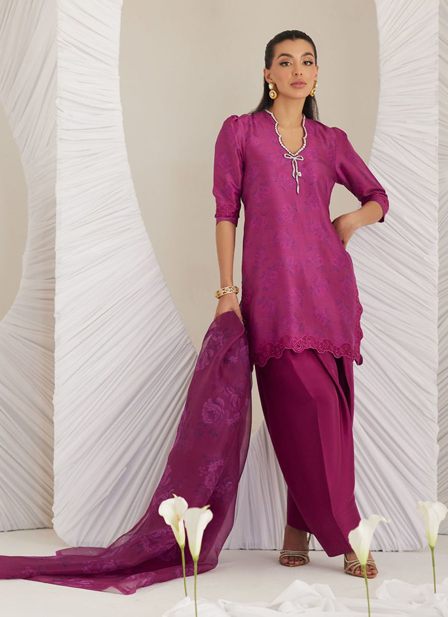 Sev Magenta (Shirt, Pants and Dupatta)