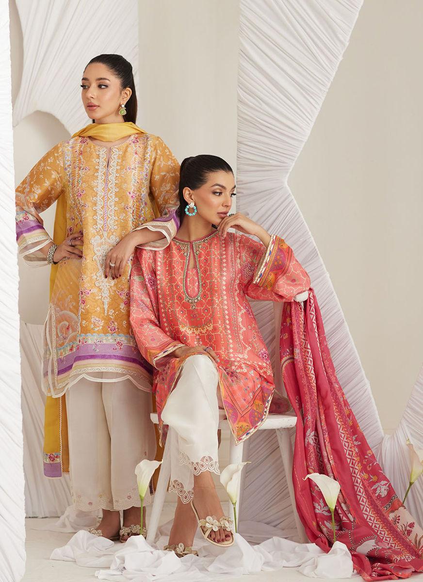 Lillia Tangerine (Shirt, Pants And Dupatta)