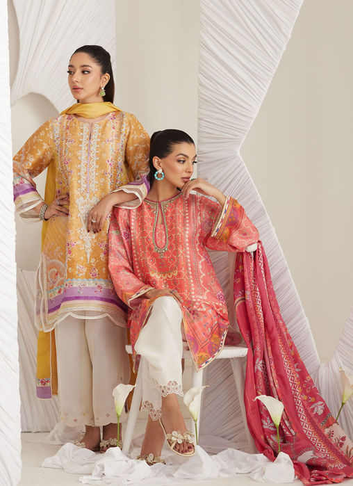 Lillia Tangerine (Shirt, Pants And Dupatta)