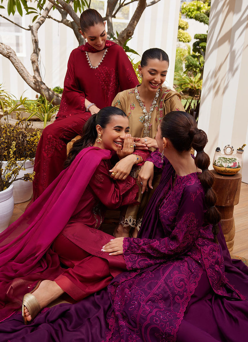 Sina Plum Shirt And Dupatta