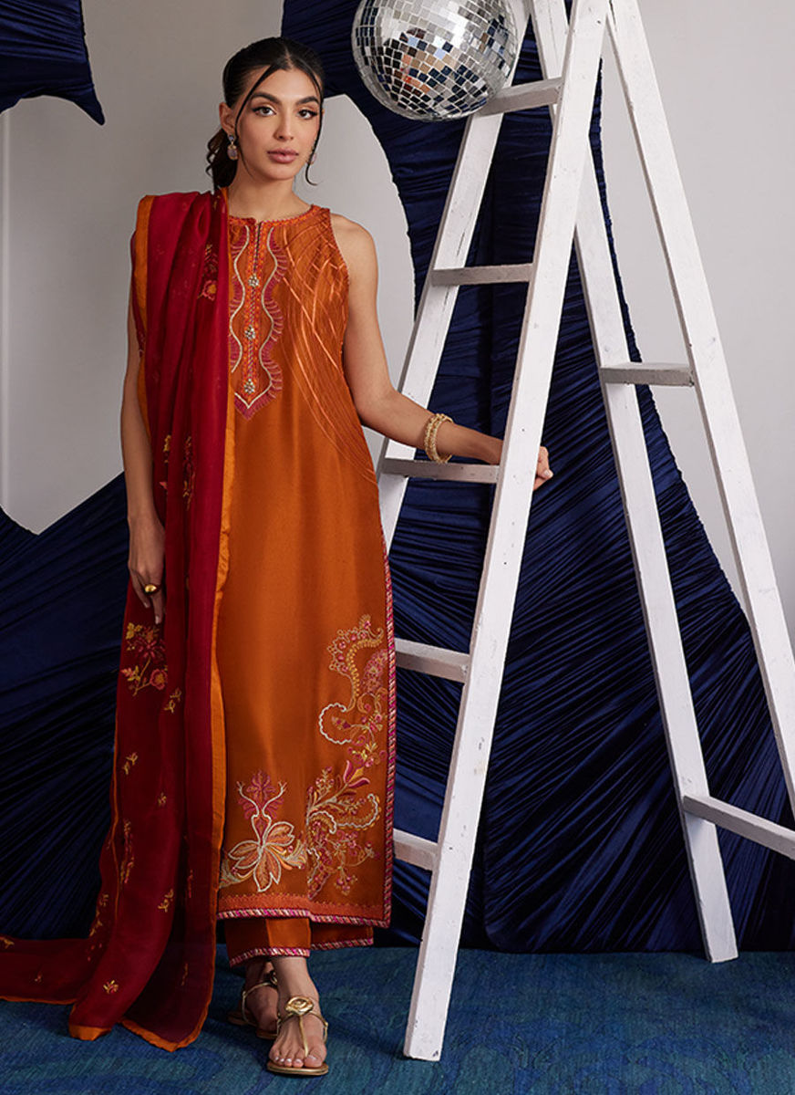 Zadie Burnt Orange Shirt Dupatta