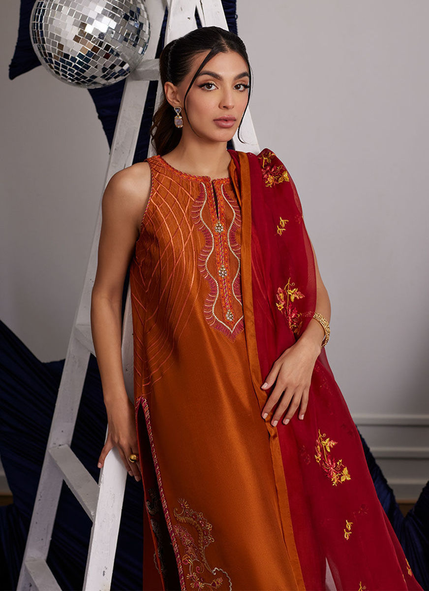 Zadie Burnt Orange Shirt Dupatta