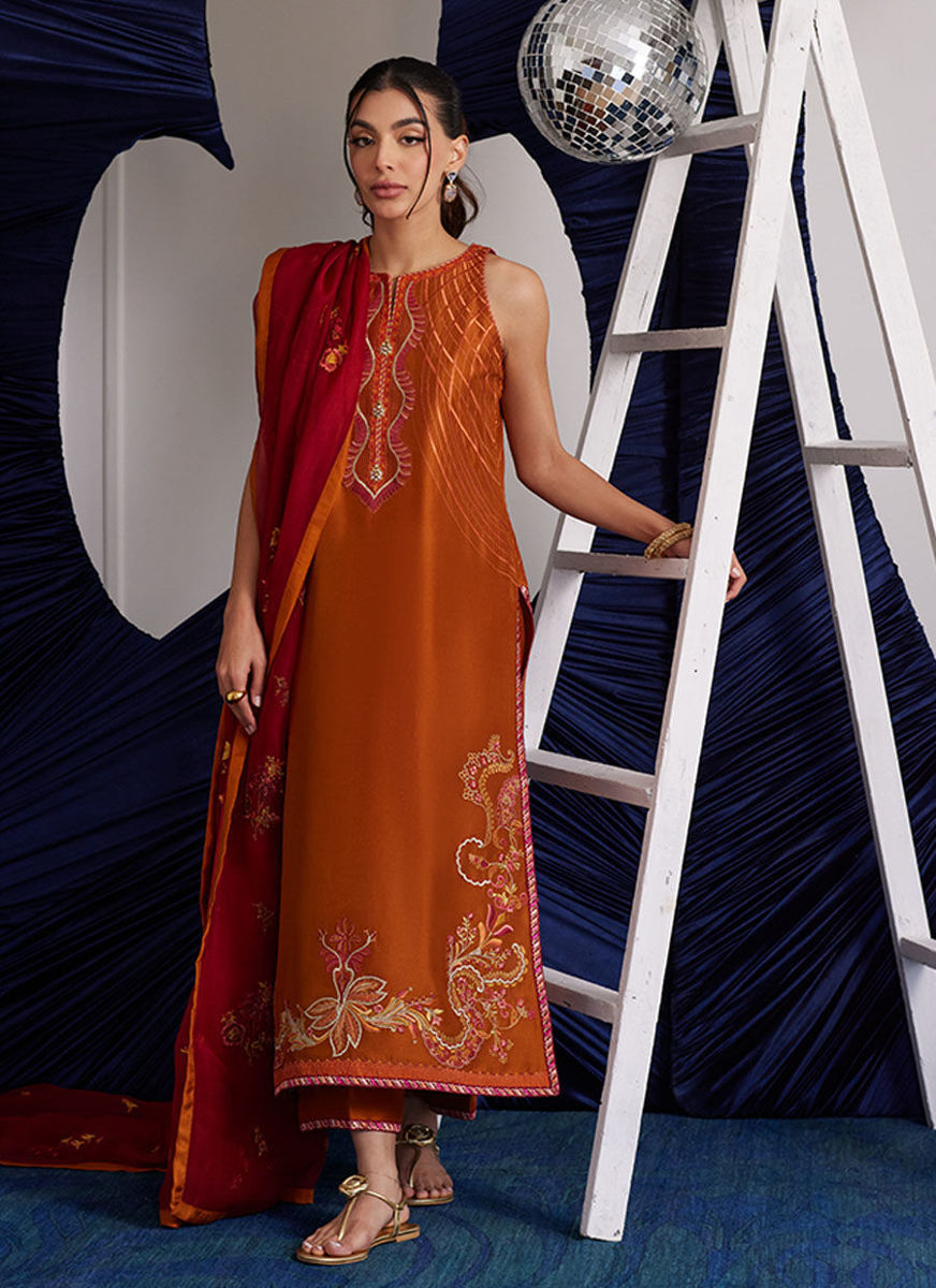 Zadie Burnt Orange Shirt Dupatta