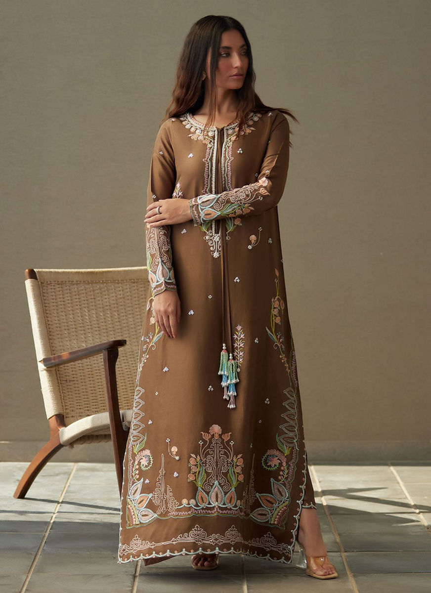 Enia Espresso Silk Kaftan